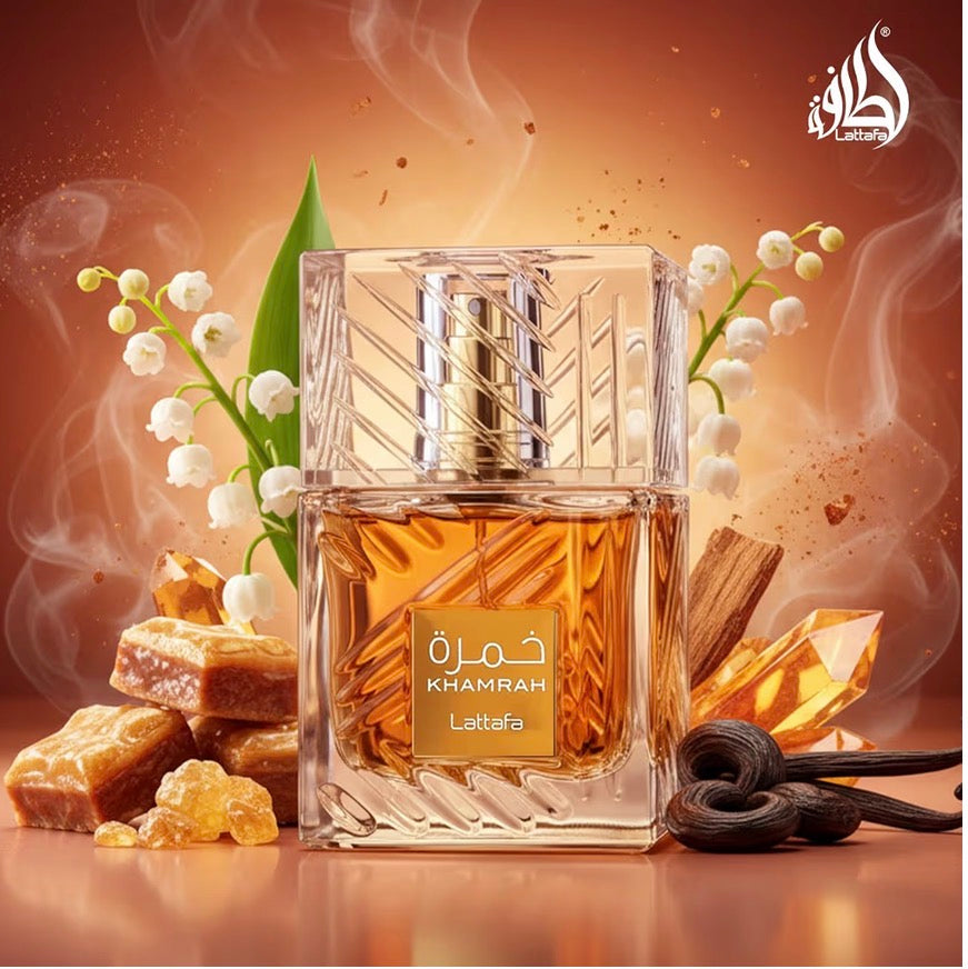 Lattafa Khamrah - Vanilla, Warm Spicy, Amber, Cinnamon - Eau de Parfum Long-Lasting Fragrance for Unisex, 3.40 Ounce / 100 ml
