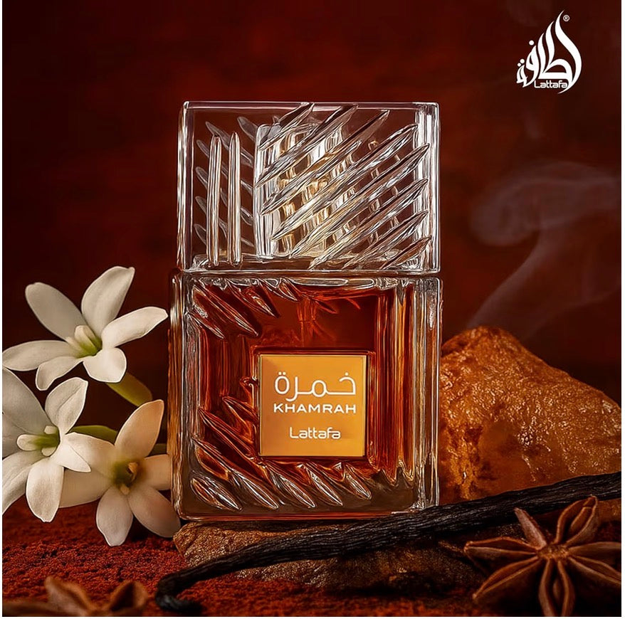 Lattafa Khamrah - Vanilla, Warm Spicy, Amber, Cinnamon - Eau de Parfum Long-Lasting Fragrance for Unisex, 3.40 Ounce / 100 ml