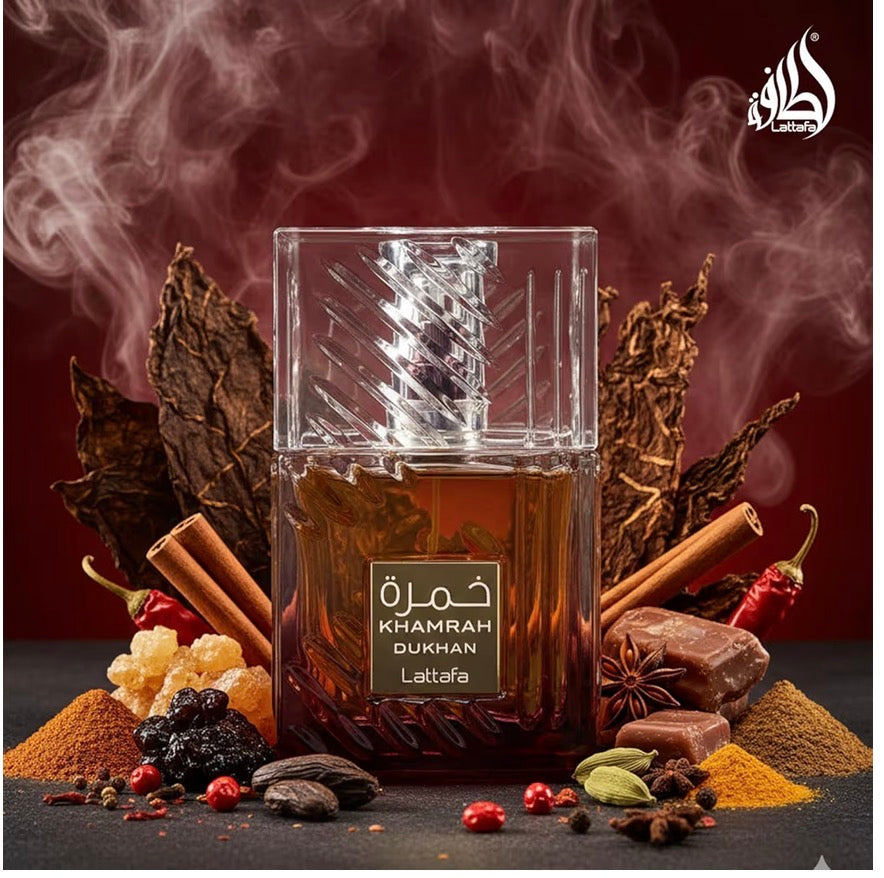 Lattafa Khamrah Dukhan for Unisex Eau de Parfum Spray, 3.4 Ounce / 100 ml